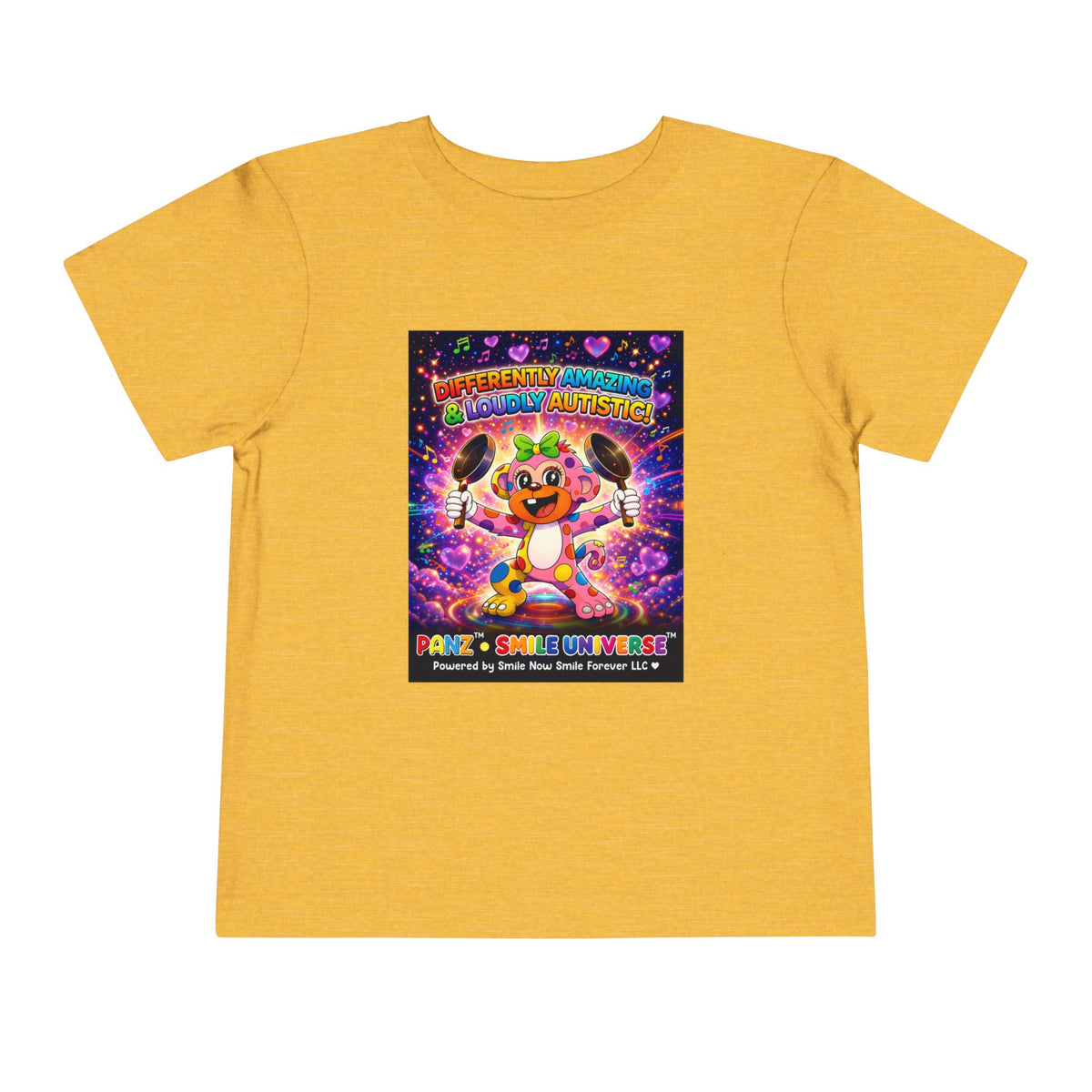 Panz™ Toddler Short Sleeve Tee – "Differently Amazing & Loudly Autistic!" Graphic | Smile Universe Collection