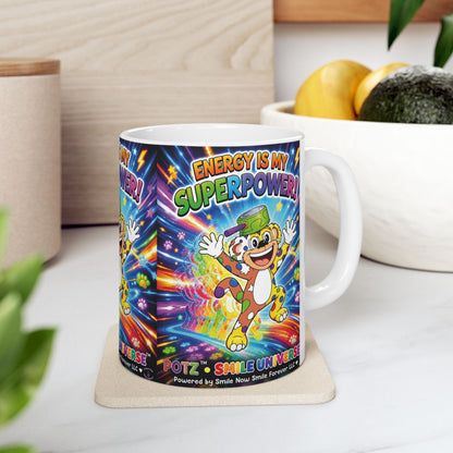 Potz™ Ceramic Mug – "Energy is My Superpower!" Graphic Coffee Mug | Smile Universe Collection
