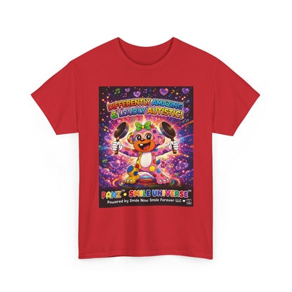 Panz™ Unisex Heavy Cotton™ Tee – "Differently Amazing & Loudly Autistic!" Graphic | Smile Universe Collection