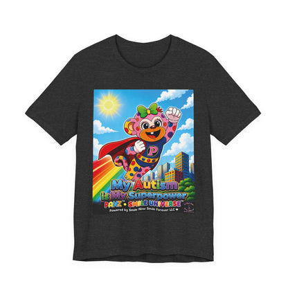 Panz™ Unisex Jersey Short Sleeve Tee – "My Autism is My Superpower" Graphic | Smile Universe Collection