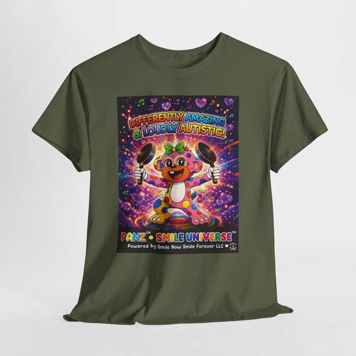 Panz™ Unisex Heavy Cotton™ Tee – "Differently Amazing & Loudly Autistic!" Graphic | Smile Universe Collection