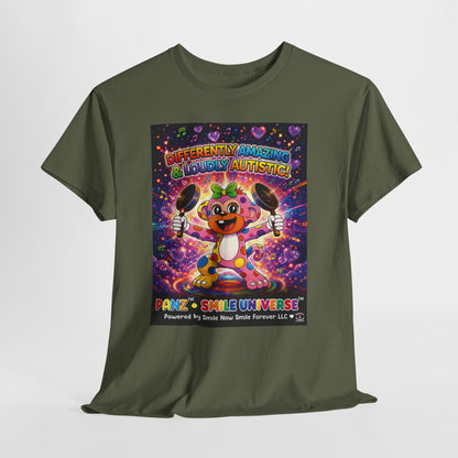 Panz™ Unisex Heavy Cotton™ Tee – "Differently Amazing & Loudly Autistic!" Graphic | Smile Universe Collection