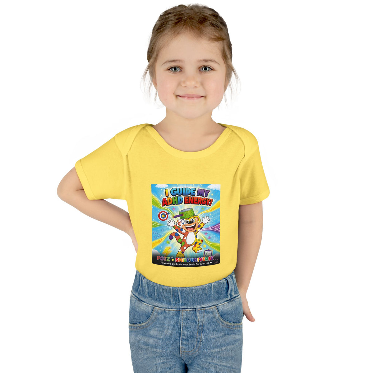 Potz™ Infant Baby Rib Bodysuit – "I Guide My ADHD Energy!" Graphic Onesie | Smile Universe Collection
