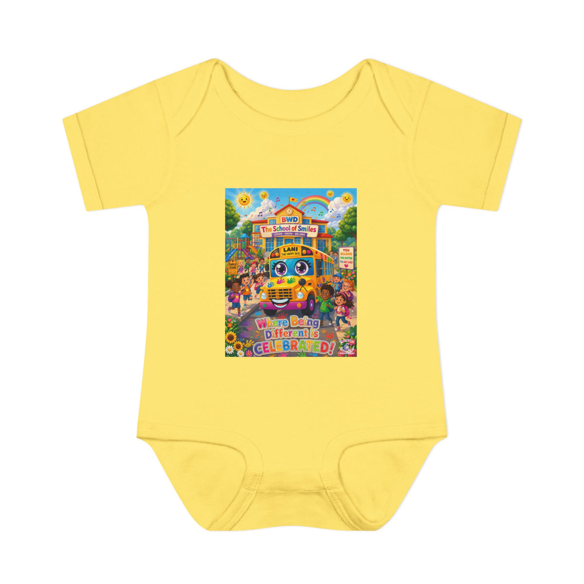 Lani™ Infant Baby Rib Bodysuit – "Where Being Different is CELEBRATED!" Graphic