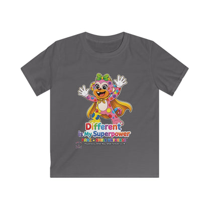 Panz™ Kids Softstyle Tee – "Different is My Superpower" Graphic | Smile Universe