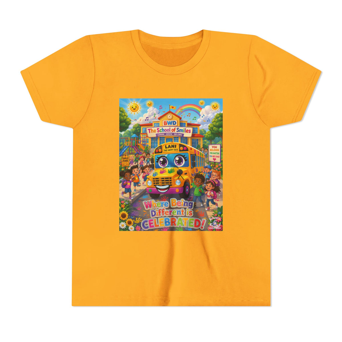 Lani™ Youth Short Sleeve Tee – "Where Being Different is CELEBRATED!" Graphic Shirt