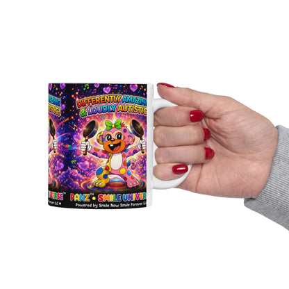 Panz™ Ceramic Mug (11oz & 15oz) – "Differently Amazing & Loudly Autistic!" Graphic | Smile Universe Collection