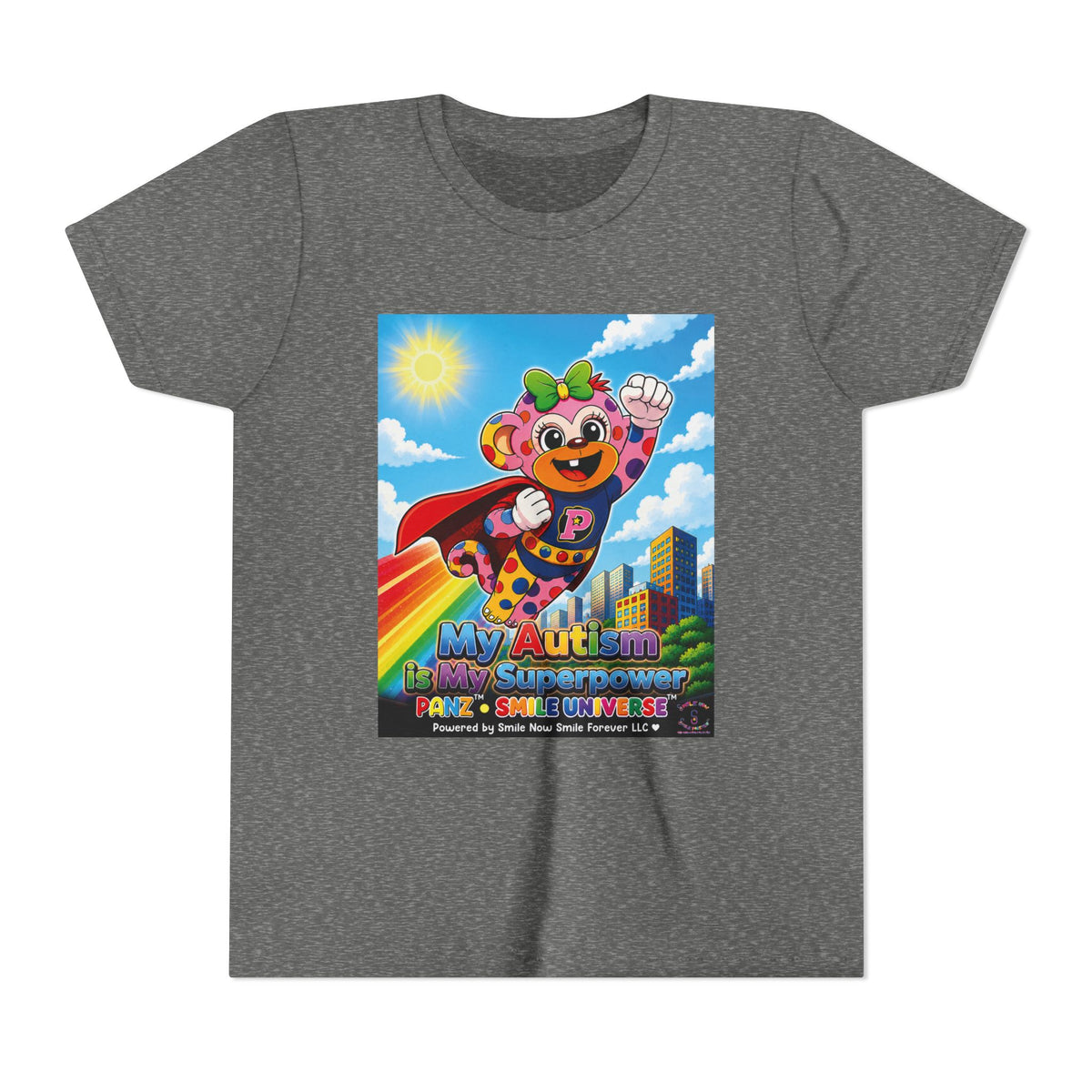 Panz™ Youth Short Sleeve Tee – "My Autism is My Superpower" Graphic | Smile Universe Collection