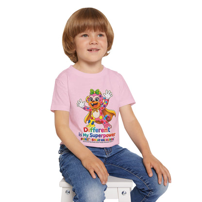 Panz™ Heavy Cotton™ Toddler T-Shirt – "Different is My Superpower" Graphic | Smile Universe Collection