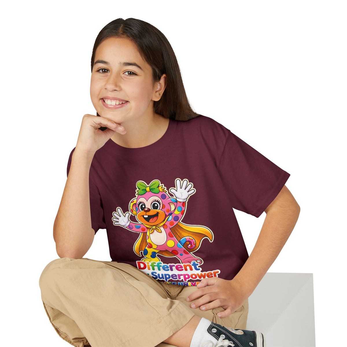 Panz™ Youth DryBlend® T-Shirt – "Different is My Superpower" Graphic | Smile Universe Collection