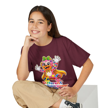 Panz™ Youth DryBlend® T-Shirt – "Different is My Superpower" Graphic | Smile Universe Collection