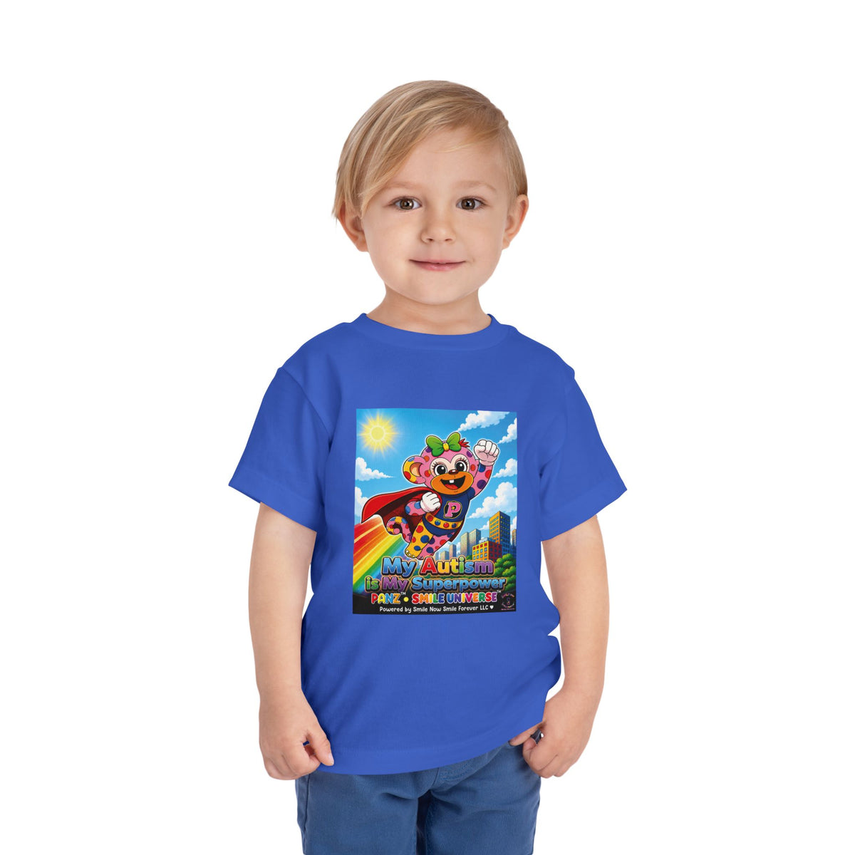Panz™ Toddler Short Sleeve Tee – "My Autism is My Superpower" Graphic | Smile Universe Collection