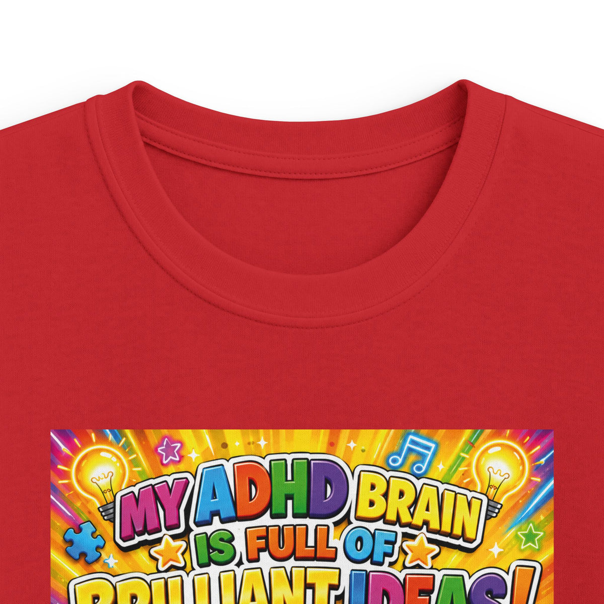 Potz™ Kids Softstyle Tee – "My ADHD Brain is Full of Brilliant Ideas!" Graphic Tee | Smile Universe Collection