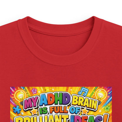 Potz™ Kids Softstyle Tee – "My ADHD Brain is Full of Brilliant Ideas!" Graphic Tee | Smile Universe Collection