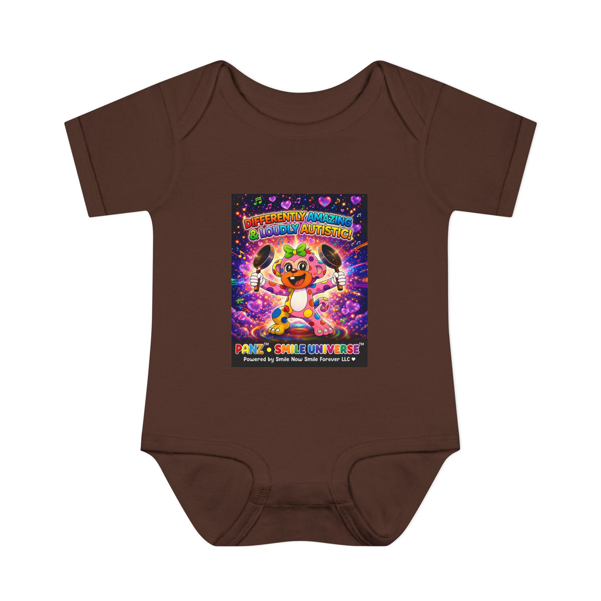 Panz™ Infant Baby Rib Bodysuit – "Differently Amazing & Loudly Autistic!" Graphic | Smile Universe Collection