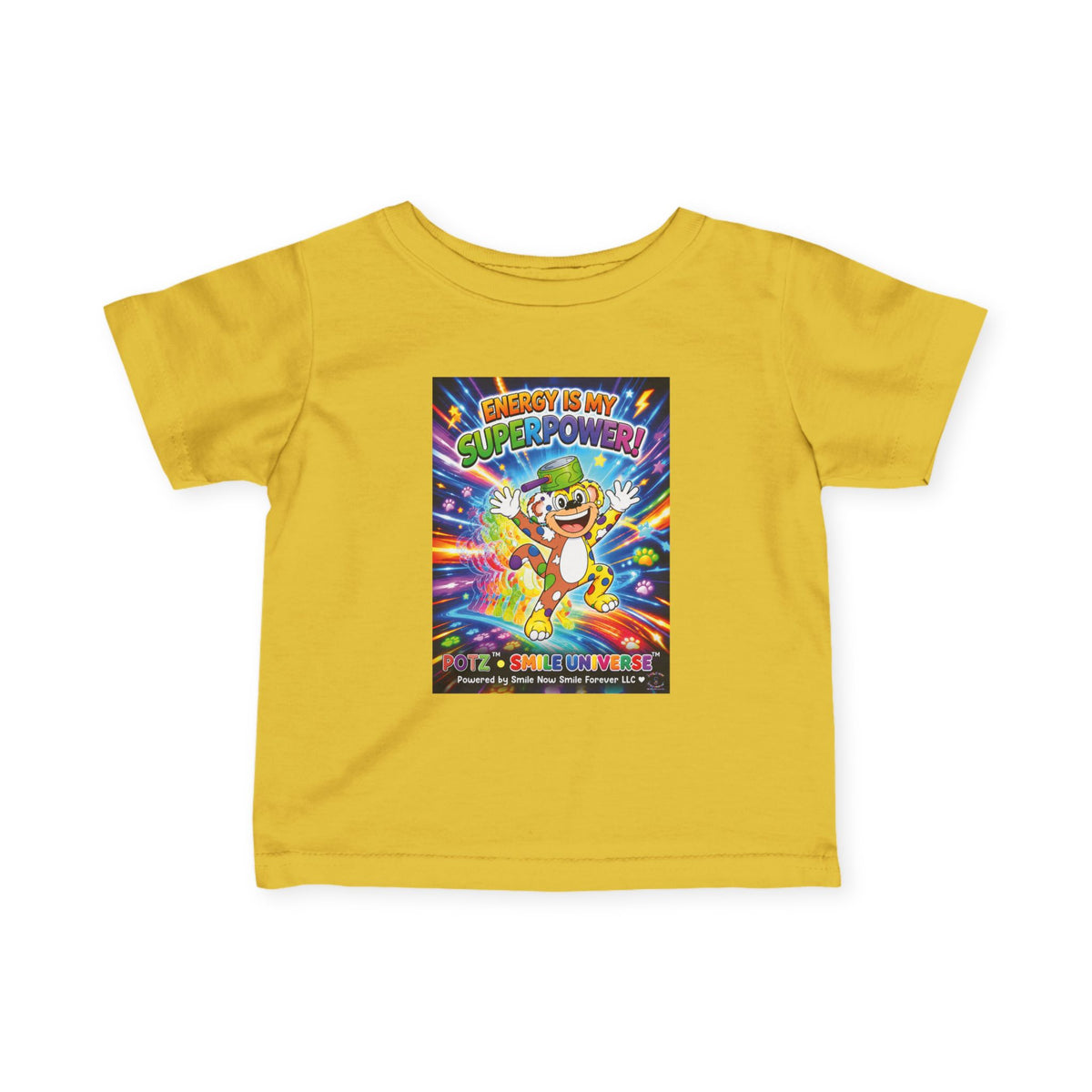 Potz™ Infant Fine Jersey Tee – "Energy is My Superpower!" Graphic Tee | Smile Universe Collection