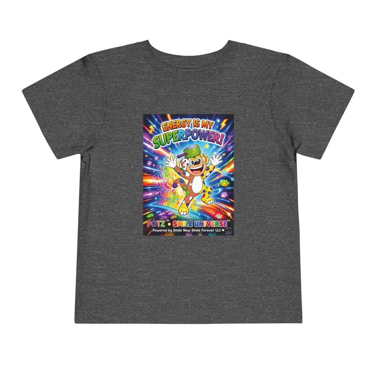 Potz™ Toddler Short Sleeve Tee – "Energy is My Superpower!" Graphic Tee | Smile Universe Collection