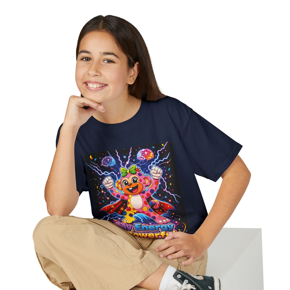 Panz™ Youth DryBlend® T-Shirt – "My Energy is Powerful" Graphic Tee | Smile Universe Collection