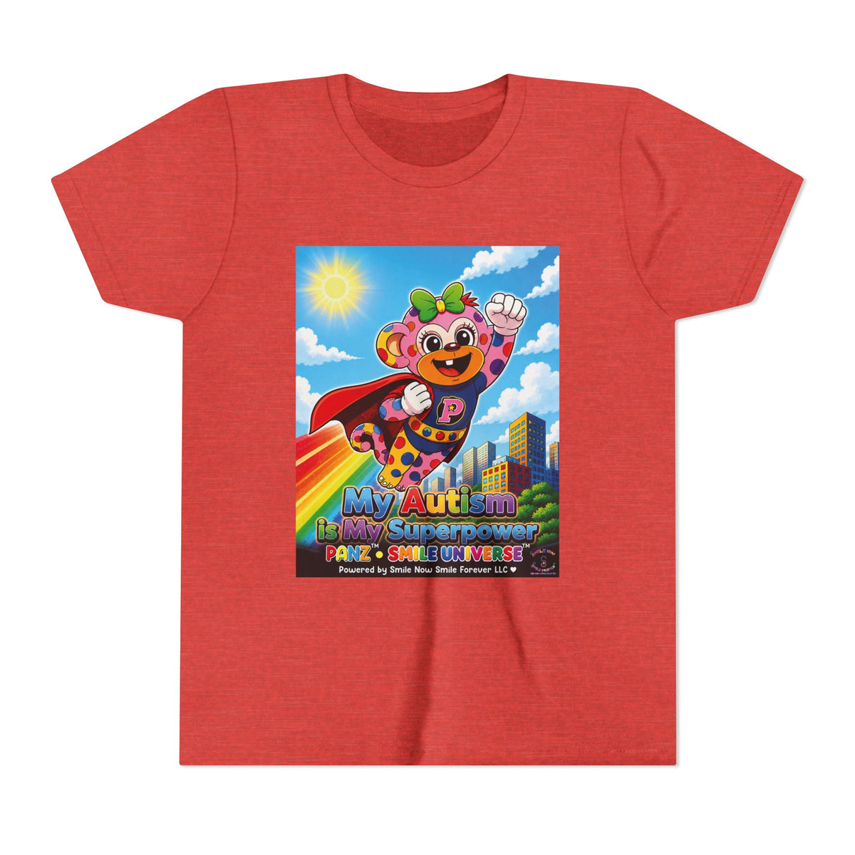 Panz™ Youth Short Sleeve Tee – "My Autism is My Superpower" Graphic | Smile Universe Collection