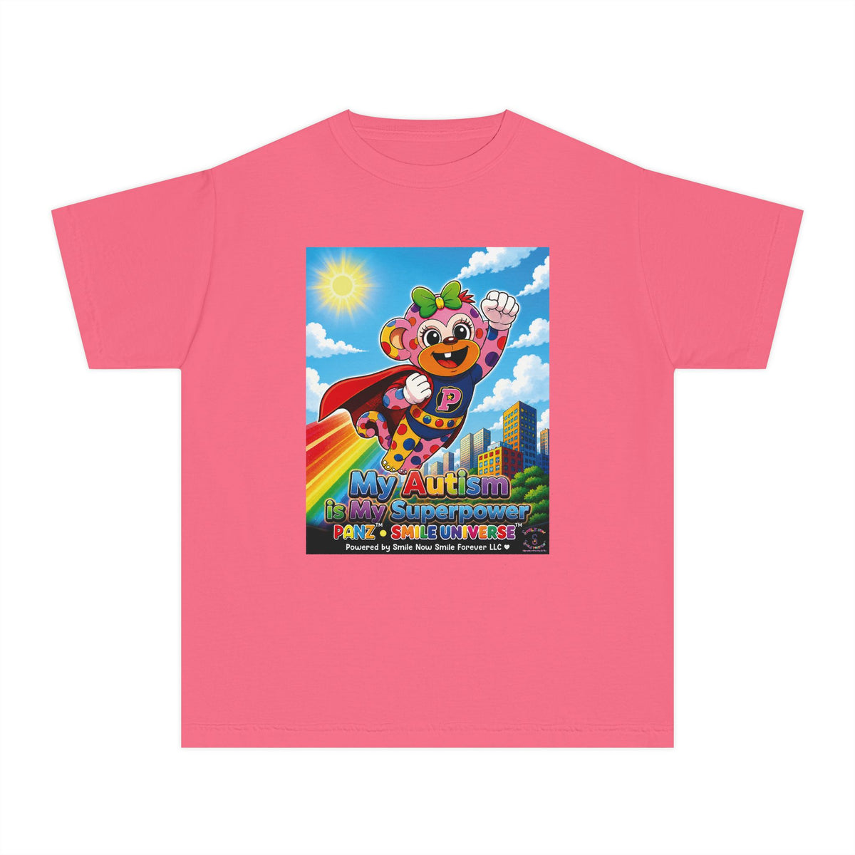 Panz™ Youth Midweight Tee – "My Autism is My Superpower" Graphic | Smile Universe Collection
