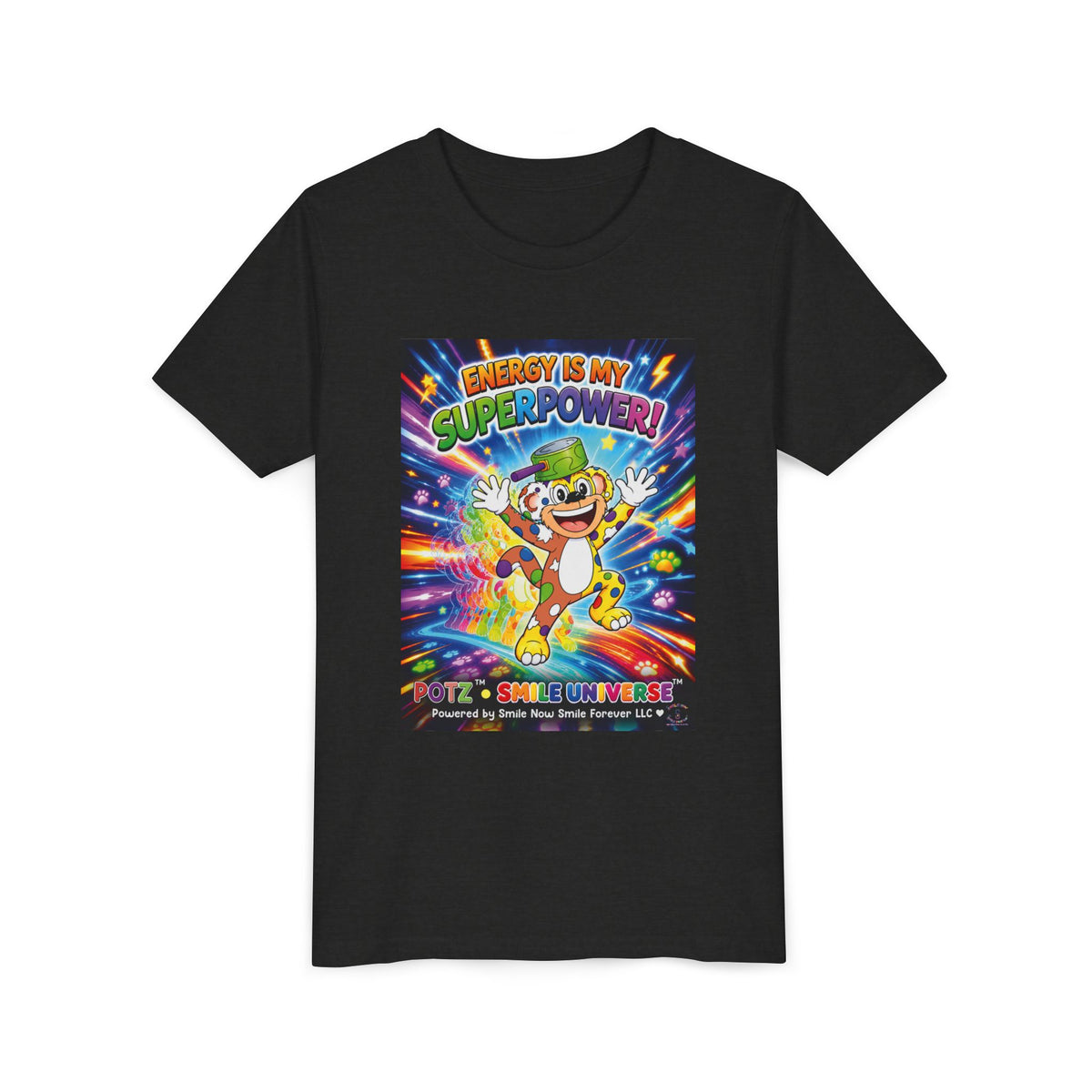 Potz™ Youth Short Sleeve Tee – "Energy is My Superpower!" Graphic Tee | Smile Universe Collection