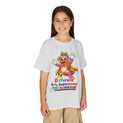 Panz™ Youth DryBlend® T-Shirt – "Different is My Superpower" Graphic | Smile Universe Collection