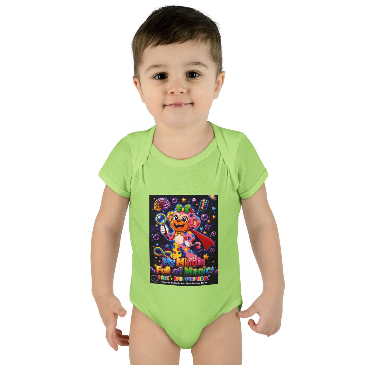 Panz™ Infant Baby Rib Bodysuit – "My Mind is Full of Magic" Graphic | Smile Universe Collection