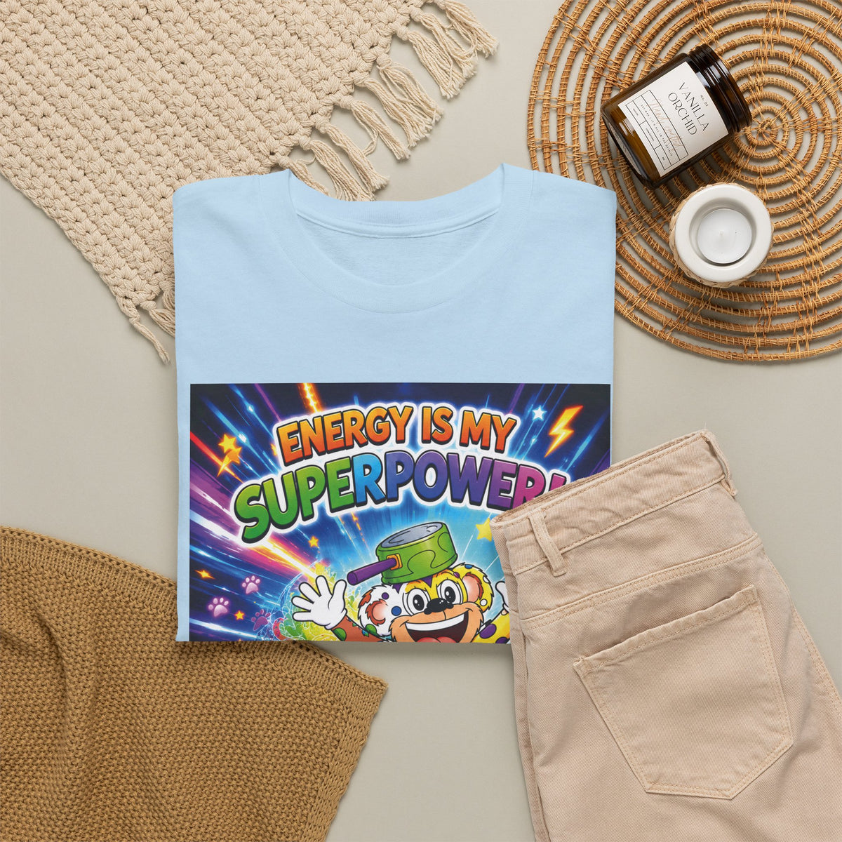 Potz™ Unisex Heavy Cotton™ Tee – "Energy is My Superpower!" Graphic Tee | Smile Universe Collection