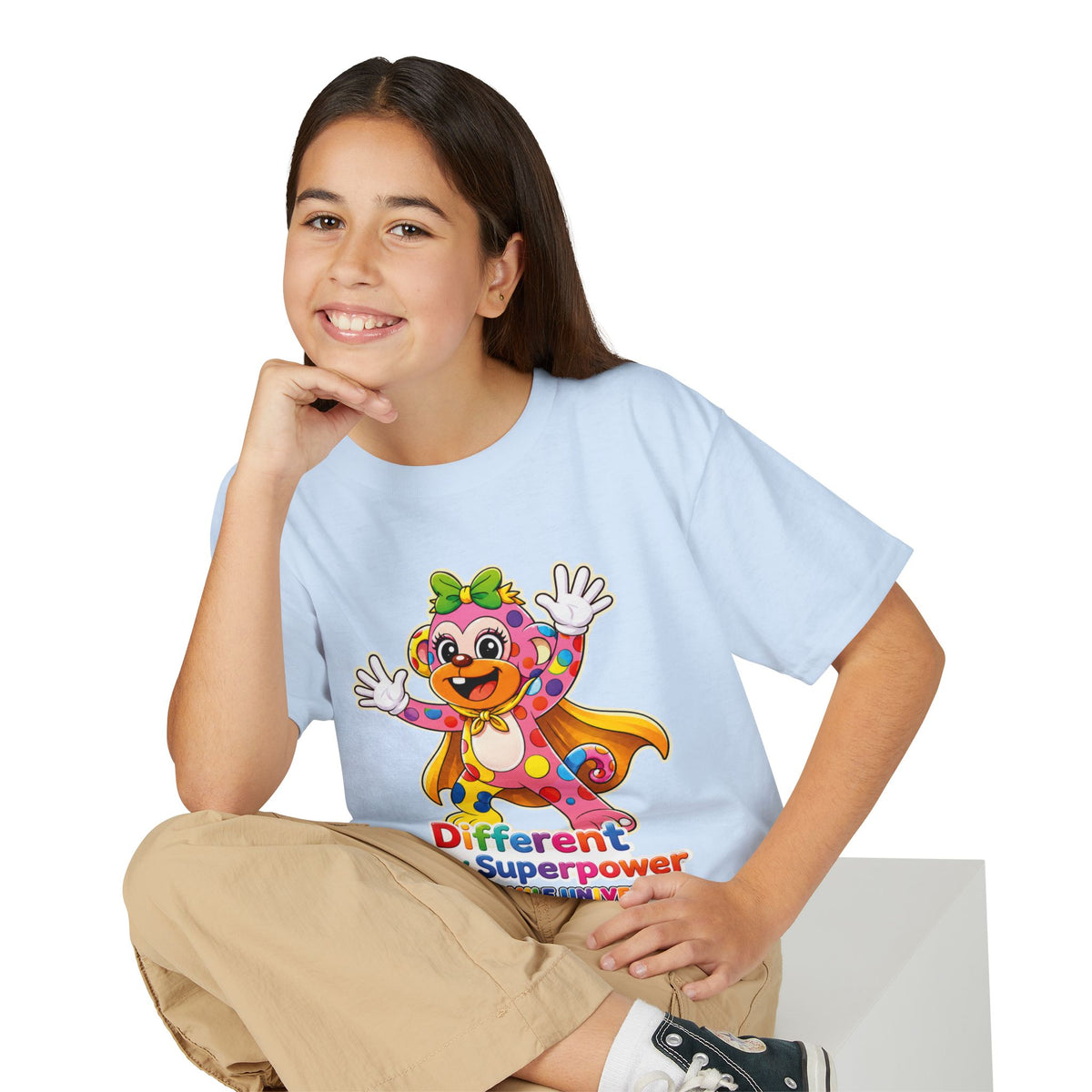Panz™ Youth DryBlend® T-Shirt – "Different is My Superpower" Graphic | Smile Universe Collection