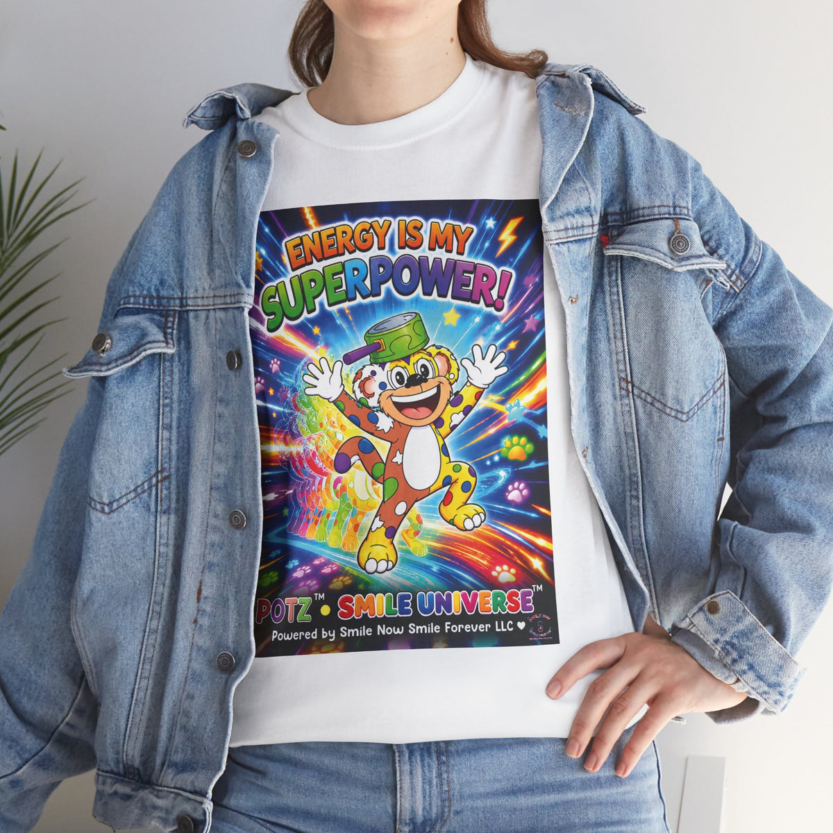 Potz™ Unisex Heavy Cotton™ Tee – "Energy is My Superpower!" Graphic Tee | Smile Universe Collection
