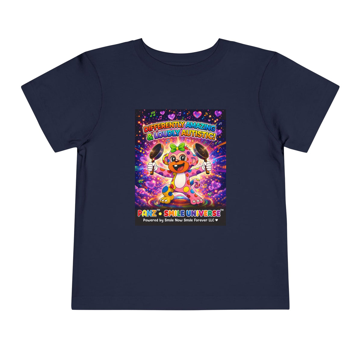 Panz™ Toddler Short Sleeve Tee – "Differently Amazing & Loudly Autistic!" Graphic | Smile Universe Collection