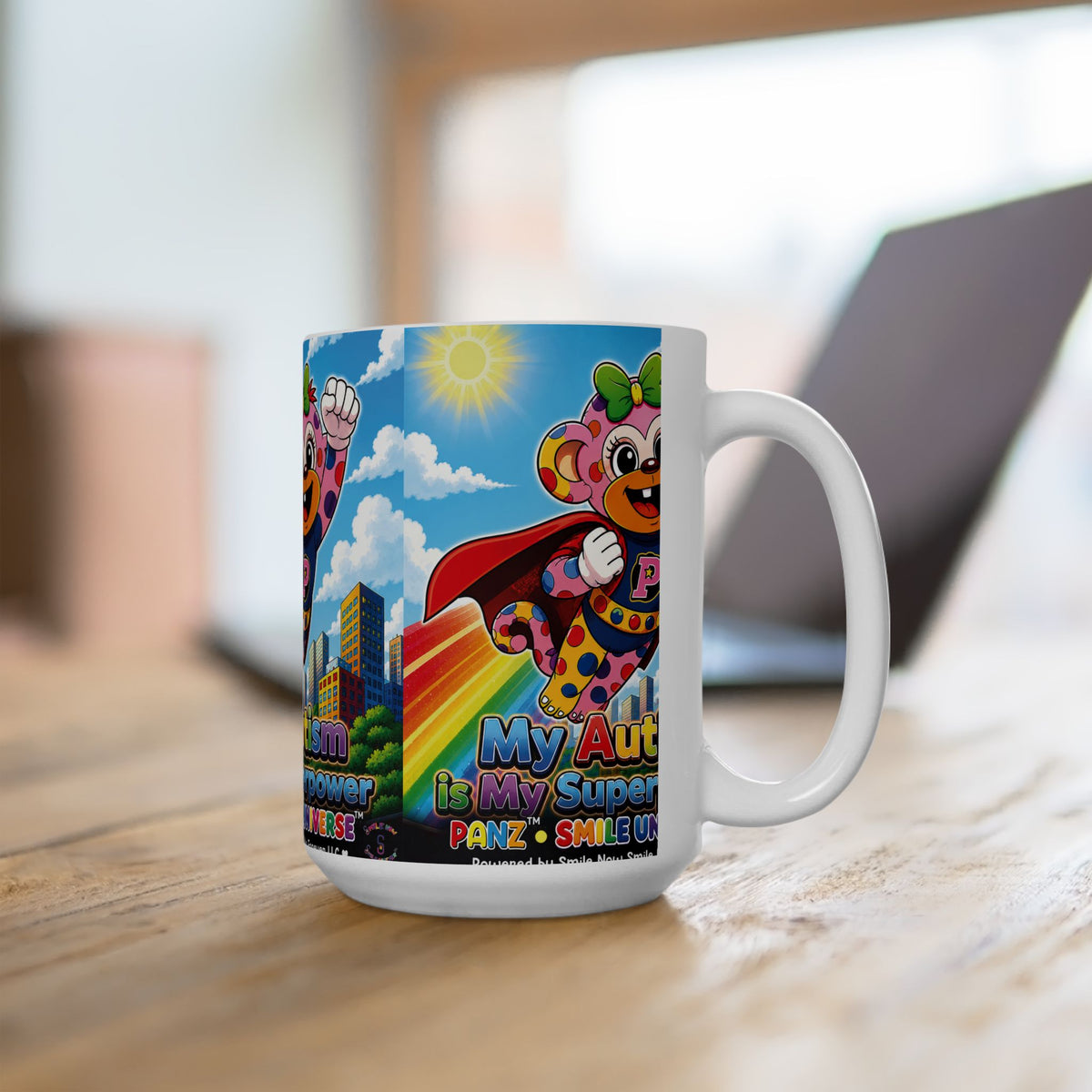 Panz™ Ceramic Mug (11oz & 15oz) – "My Autism is My Superpower" Graphic | Smile Universe Collection