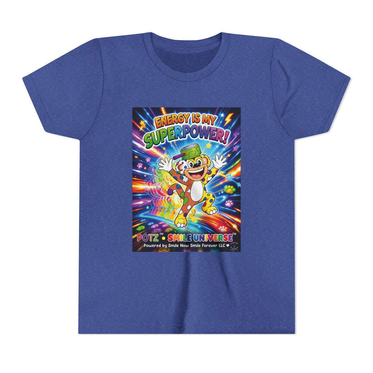Potz™ Youth Short Sleeve Tee – "Energy is My Superpower!" Graphic Tee | Smile Universe Collection