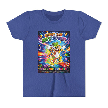 Potz™ Youth Short Sleeve Tee – "Energy is My Superpower!" Graphic Tee | Smile Universe Collection