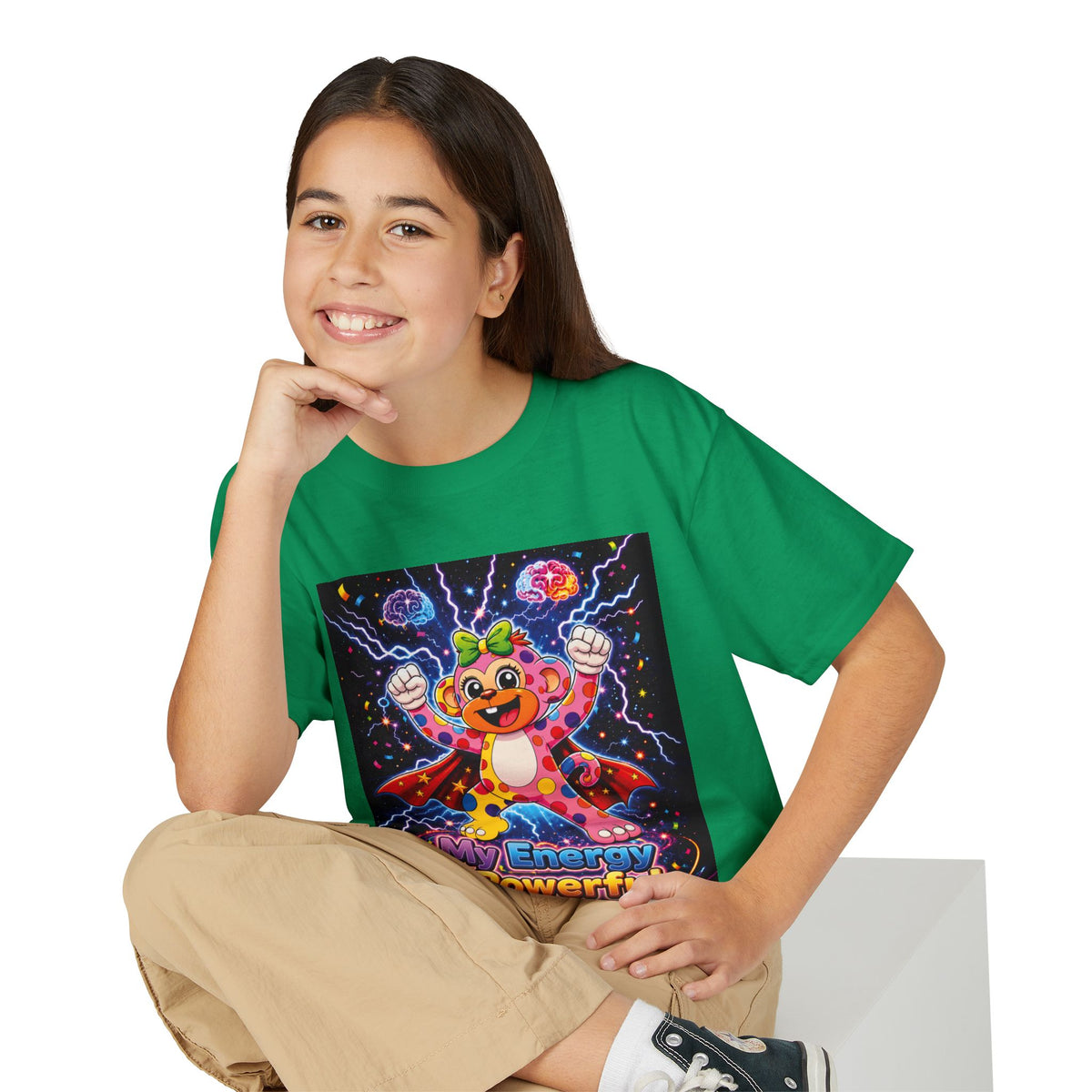 Panz™ Youth DryBlend® T-Shirt – "My Energy is Powerful" Graphic Tee | Smile Universe Collection