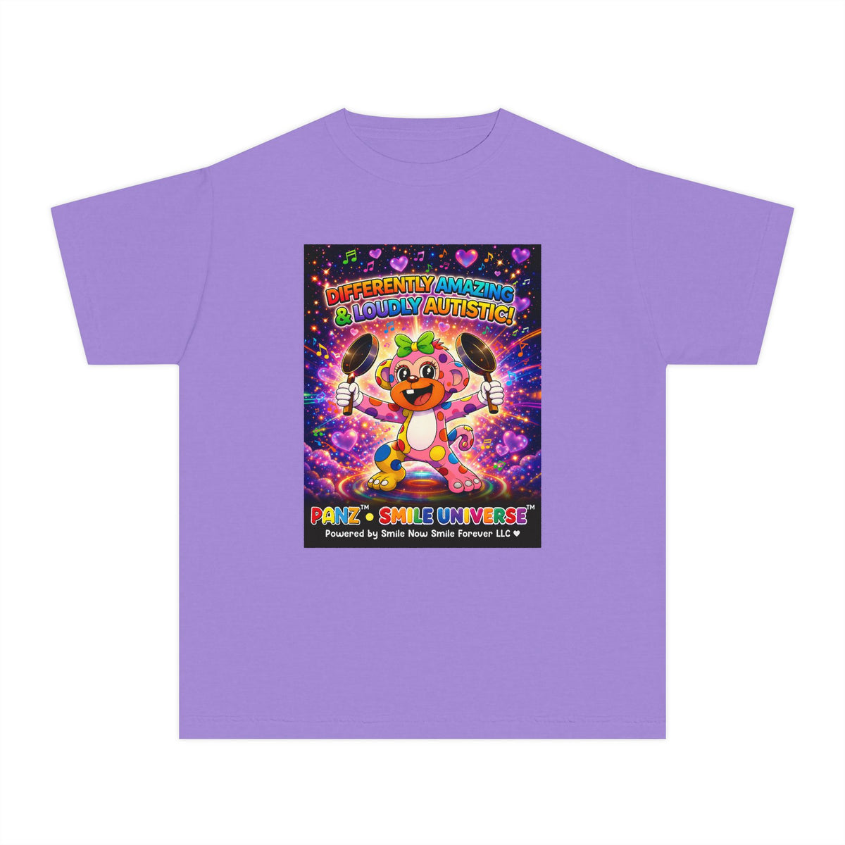 Panz™ Youth Midweight Tee – "Differently Amazing & Loudly Autistic!" Graphic | Smile Universe Collection