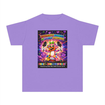 Panz™ Youth Midweight Tee – "Differently Amazing & Loudly Autistic!" Graphic | Smile Universe Collection
