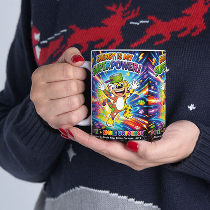 Potz™ Ceramic Mug – "Energy is My Superpower!" Graphic Coffee Mug | Smile Universe Collection