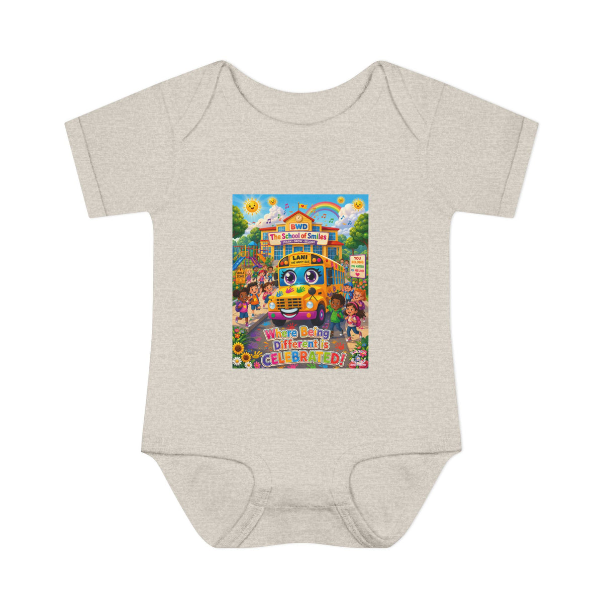 Lani™ Infant Baby Rib Bodysuit – "Where Being Different is CELEBRATED!" Graphic