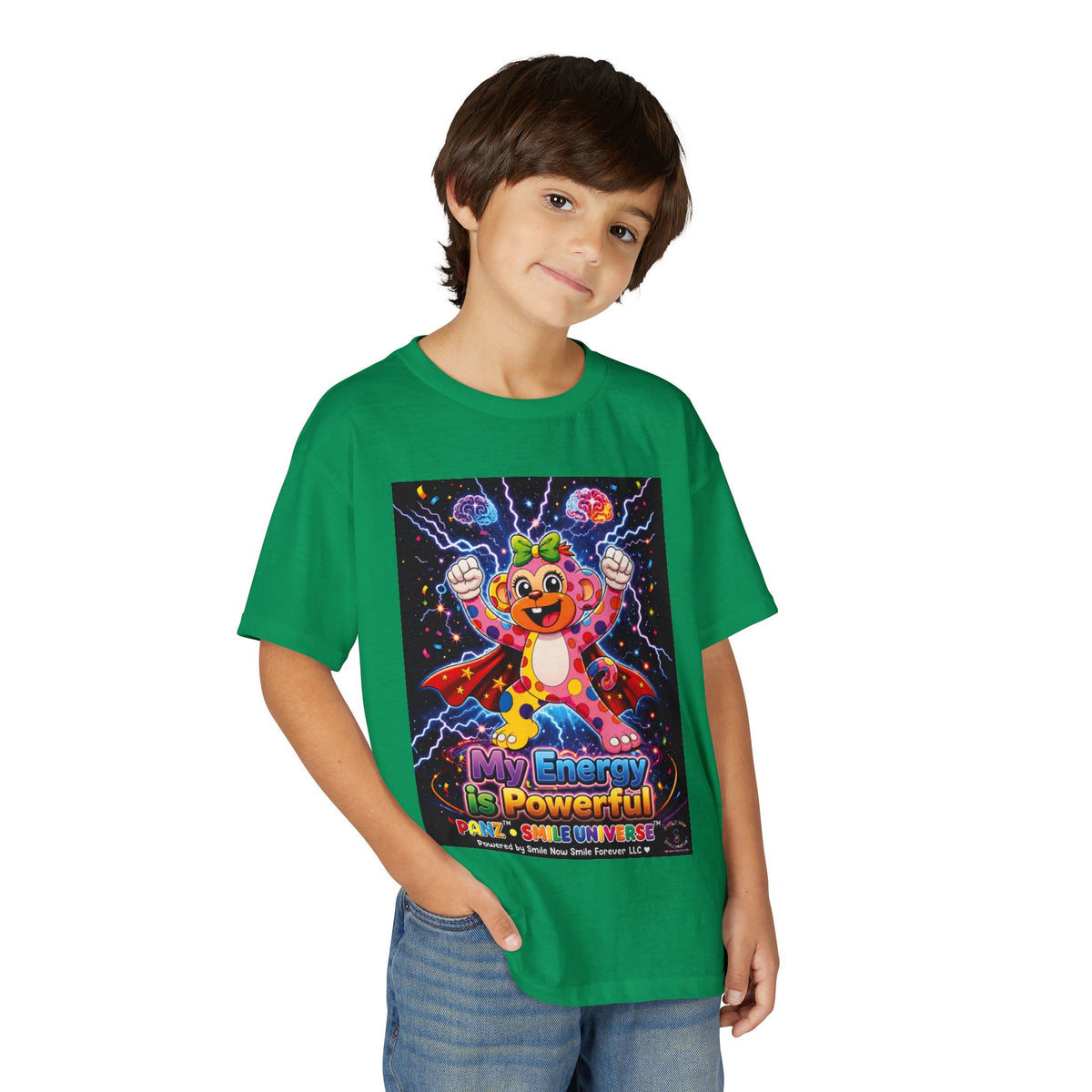 Panz™ Youth DryBlend® T-Shirt – "My Energy is Powerful" Graphic Tee | Smile Universe Collection