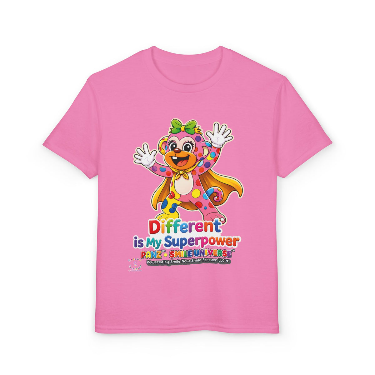 Panz™ Youth DryBlend® T-Shirt – "Different is My Superpower" Graphic | Smile Universe Collection