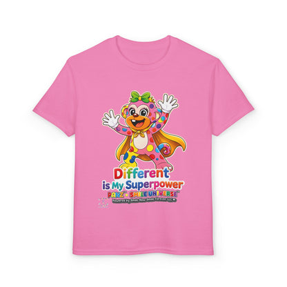 Panz™ Youth DryBlend® T-Shirt – "Different is My Superpower" Graphic | Smile Universe Collection