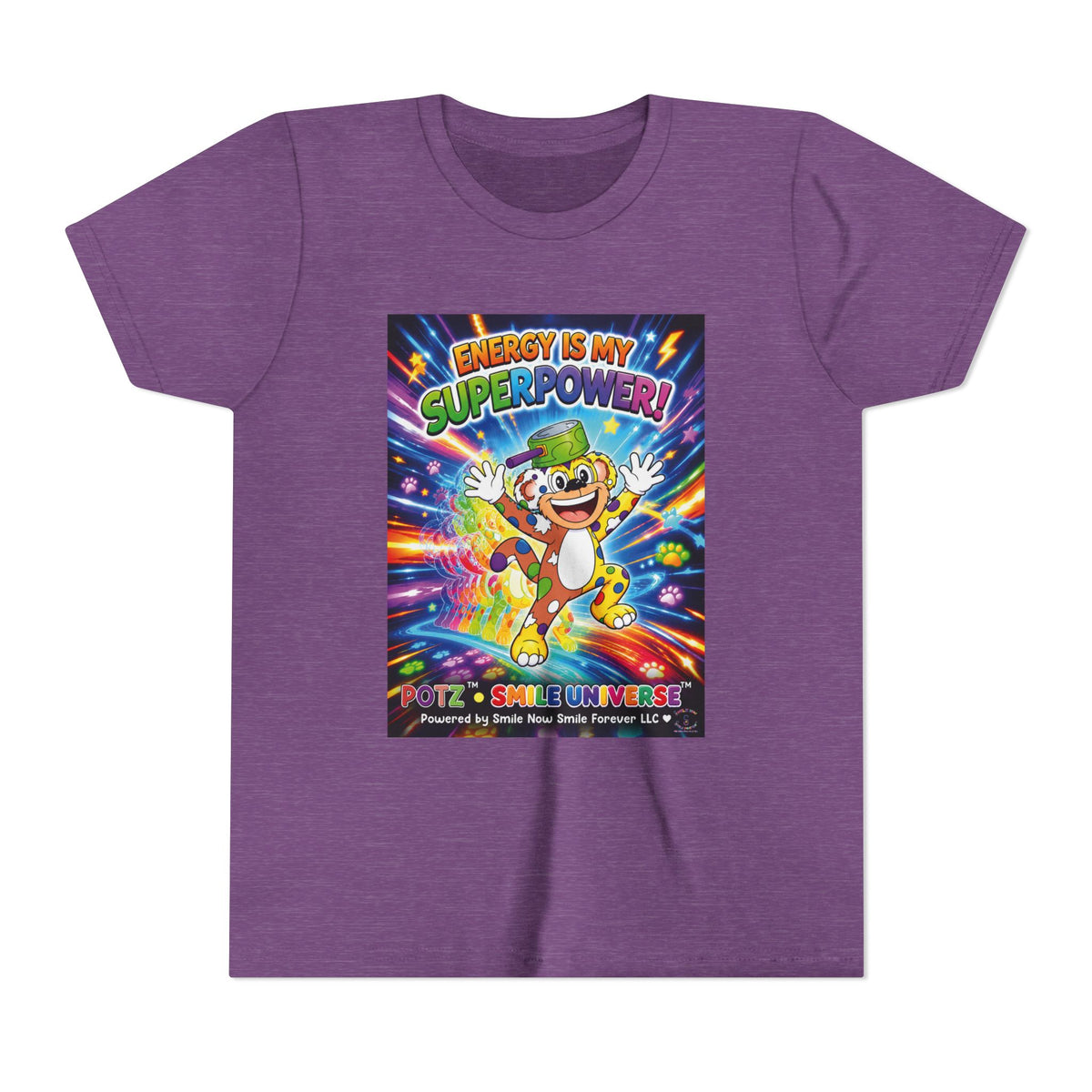 Potz™ Youth Short Sleeve Tee – "Energy is My Superpower!" Graphic Tee | Smile Universe Collection