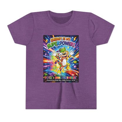 Potz™ Youth Short Sleeve Tee – "Energy is My Superpower!" Graphic Tee | Smile Universe Collection