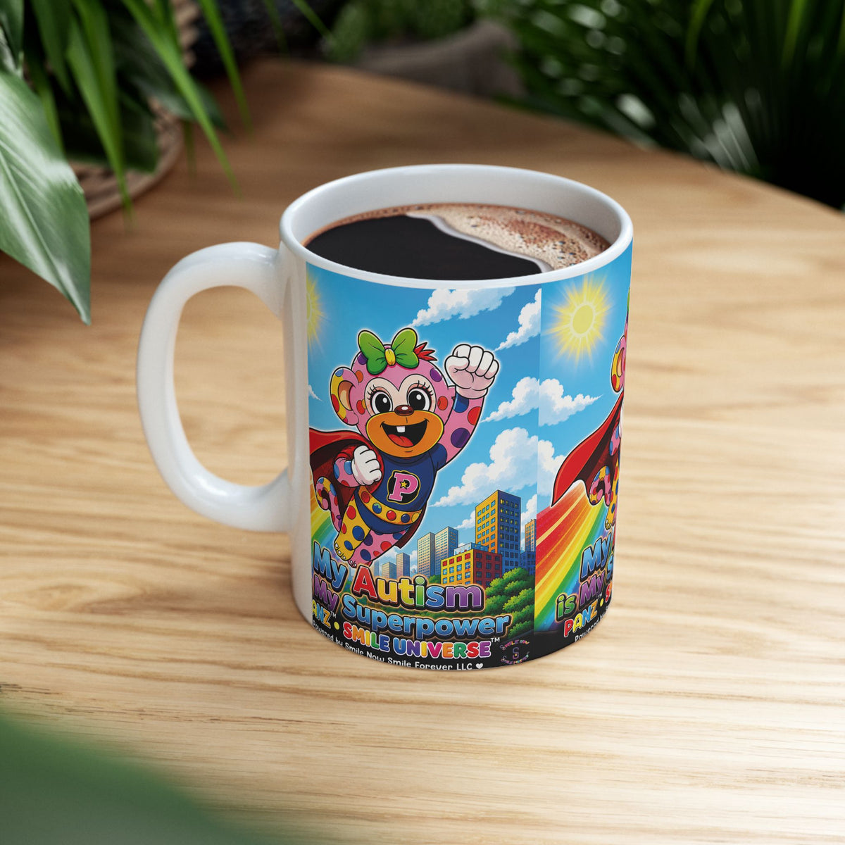 Panz™ Ceramic Mug (11oz & 15oz) – "My Autism is My Superpower" Graphic | Smile Universe Collection