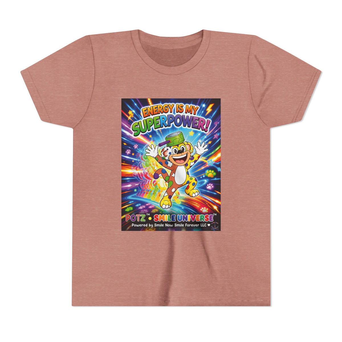 Potz™ Youth Short Sleeve Tee – "Energy is My Superpower!" Graphic Tee | Smile Universe Collection