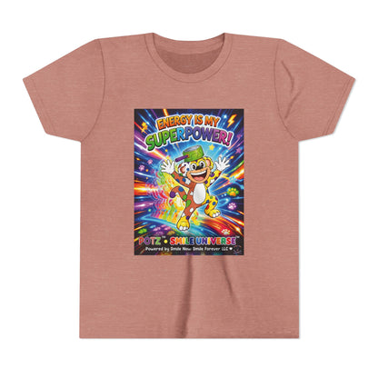 Potz™ Youth Short Sleeve Tee – "Energy is My Superpower!" Graphic Tee | Smile Universe Collection