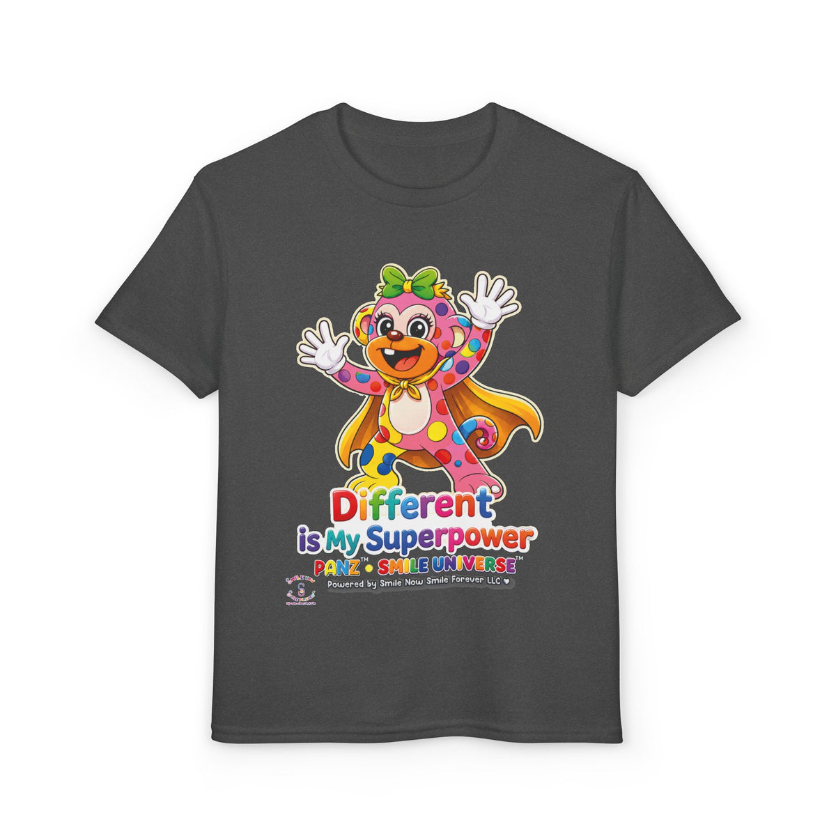 Panz™ Youth DryBlend® T-Shirt – "Different is My Superpower" Graphic | Smile Universe Collection