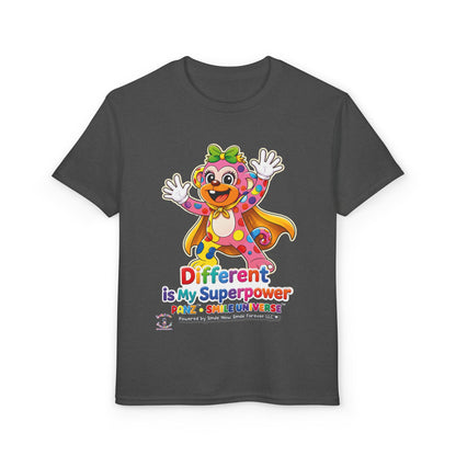 Panz™ Youth DryBlend® T-Shirt – "Different is My Superpower" Graphic | Smile Universe Collection