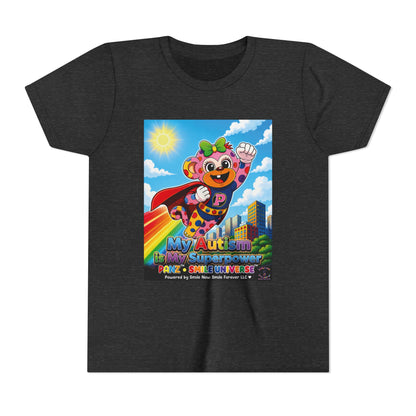 Panz™ Youth Short Sleeve Tee – "My Autism is My Superpower" Graphic | Smile Universe Collection